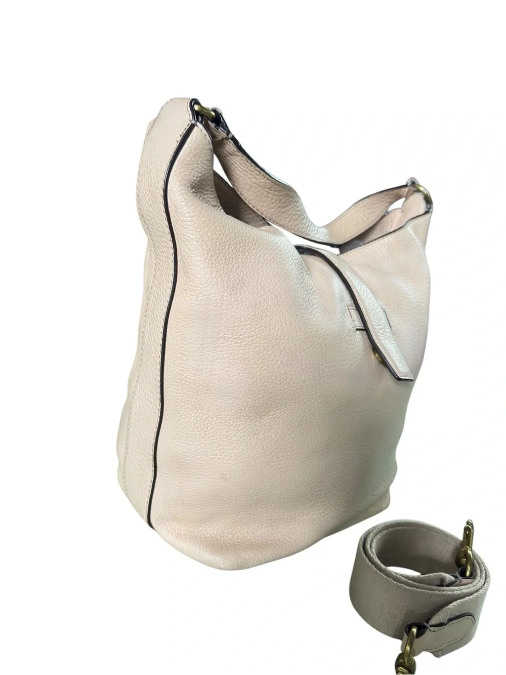 J. Crew Signet Leather Hobo Bag #H3879 Cream, everyday, career, italian leather